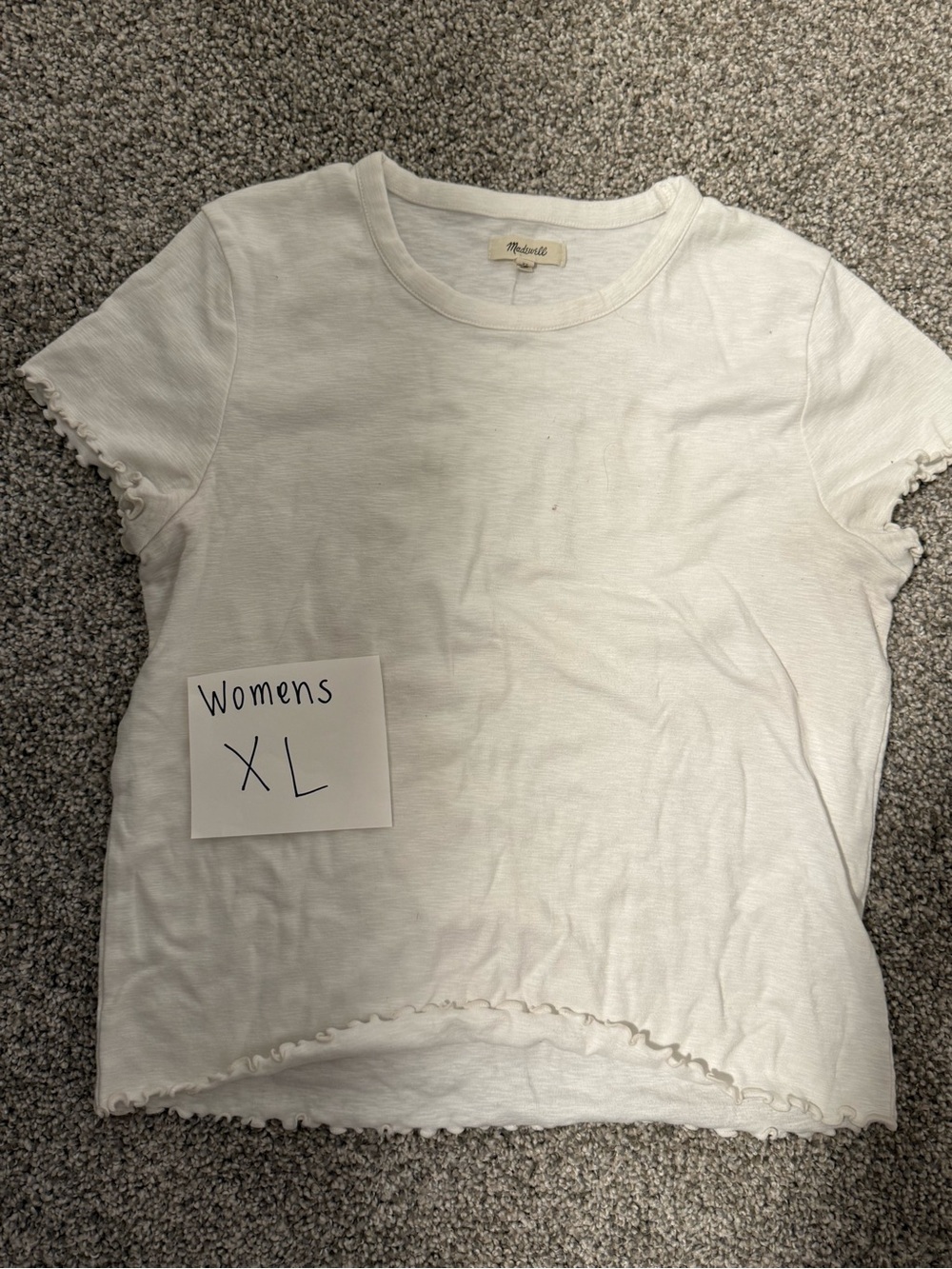 Madewell White Lettuce-Edge Short Sleeve Rib Tee